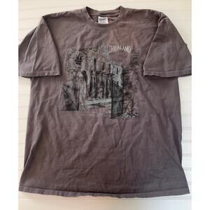 Vintage Gildan Embroidered The Alamo Gray T Shirt History - Size Men's XXL
